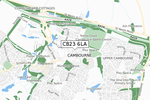 CB23 6LA map - small scale - OS Open Zoomstack (Ordnance Survey)