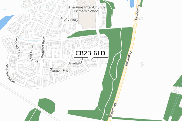 CB23 6LD map - large scale - OS Open Zoomstack (Ordnance Survey)