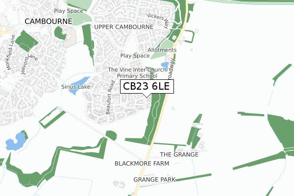 CB23 6LE map - small scale - OS Open Zoomstack (Ordnance Survey)
