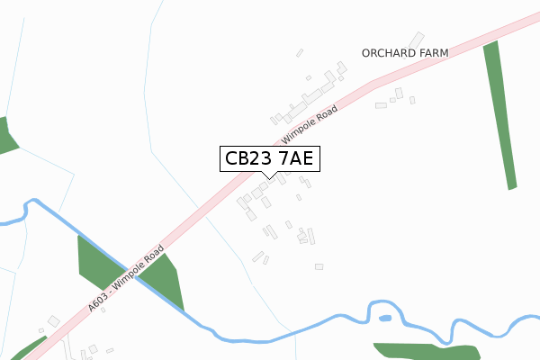 CB23 7AE map - large scale - OS Open Zoomstack (Ordnance Survey)