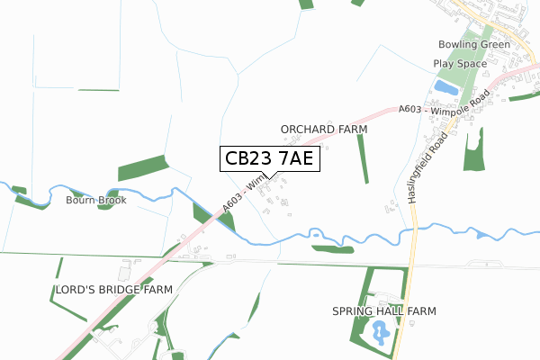CB23 7AE map - small scale - OS Open Zoomstack (Ordnance Survey)