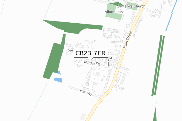 CB23 7ER map - large scale - OS Open Zoomstack (Ordnance Survey)