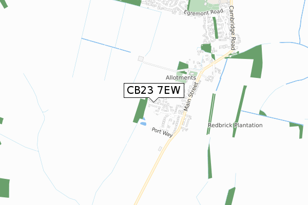 CB23 7EW map - small scale - OS Open Zoomstack (Ordnance Survey)