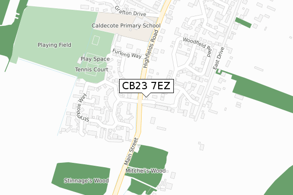 CB23 7EZ map - large scale - OS Open Zoomstack (Ordnance Survey)