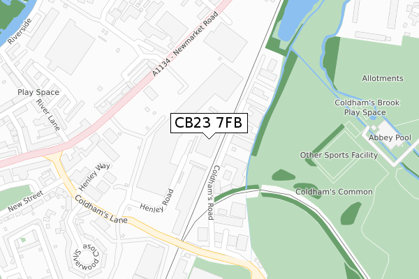 CB23 7FB map - large scale - OS Open Zoomstack (Ordnance Survey)