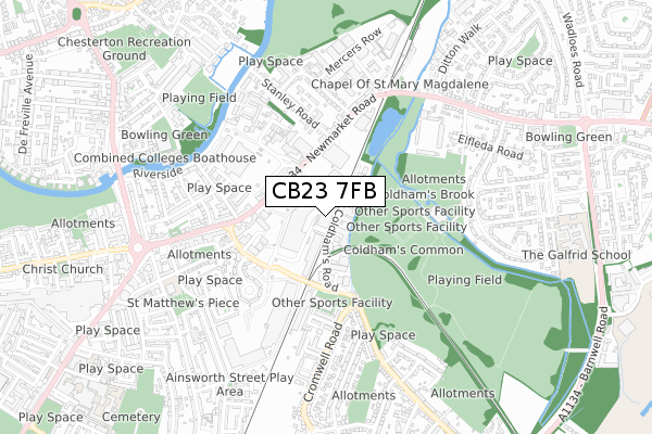 CB23 7FB map - small scale - OS Open Zoomstack (Ordnance Survey)