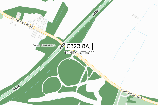 CB23 8AJ map - large scale - OS Open Zoomstack (Ordnance Survey)