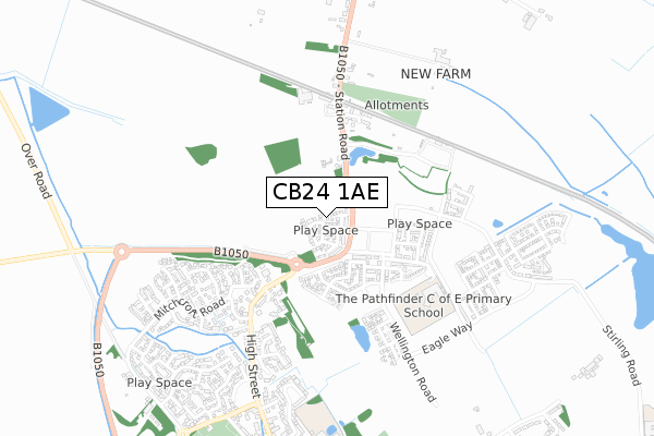 CB24 1AE map - small scale - OS Open Zoomstack (Ordnance Survey)