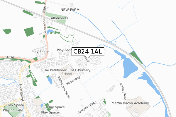CB24 1AL map - small scale - OS Open Zoomstack (Ordnance Survey)