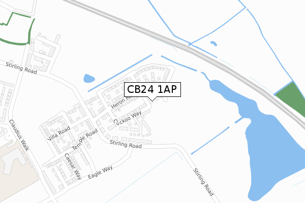 CB24 1AP map - large scale - OS Open Zoomstack (Ordnance Survey)