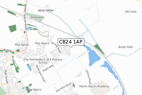 CB24 1AP map - small scale - OS Open Zoomstack (Ordnance Survey)