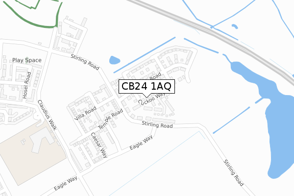 CB24 1AQ map - large scale - OS Open Zoomstack (Ordnance Survey)