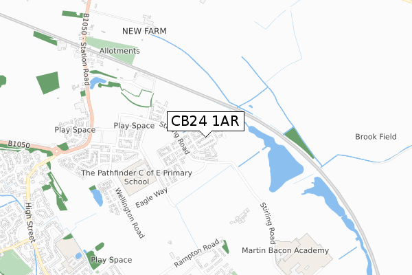 CB24 1AR map - small scale - OS Open Zoomstack (Ordnance Survey)