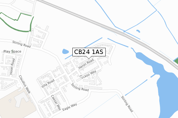 CB24 1AS map - large scale - OS Open Zoomstack (Ordnance Survey)