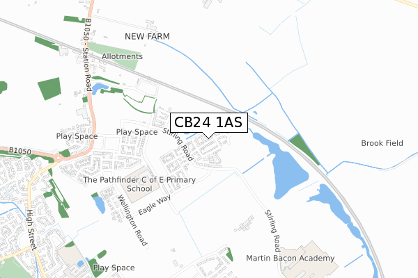 CB24 1AS map - small scale - OS Open Zoomstack (Ordnance Survey)