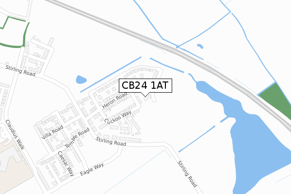 CB24 1AT map - large scale - OS Open Zoomstack (Ordnance Survey)