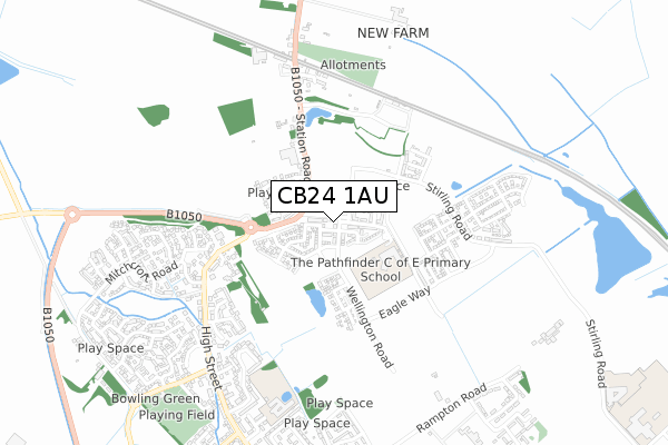 CB24 1AU map - small scale - OS Open Zoomstack (Ordnance Survey)