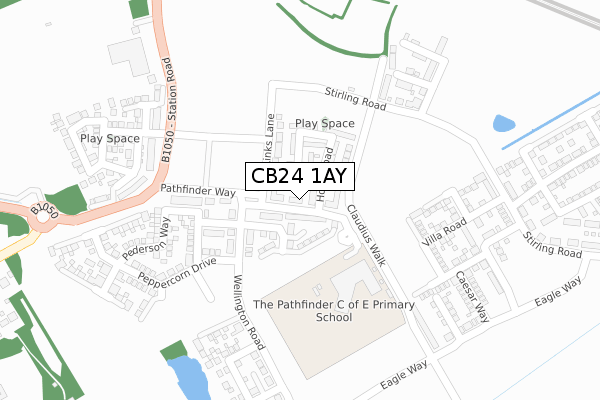 CB24 1AY map - large scale - OS Open Zoomstack (Ordnance Survey)