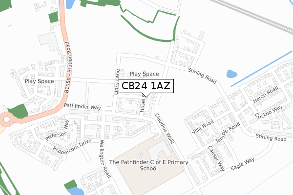 CB24 1AZ map - large scale - OS Open Zoomstack (Ordnance Survey)