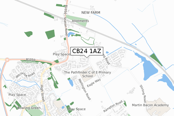 CB24 1AZ map - small scale - OS Open Zoomstack (Ordnance Survey)