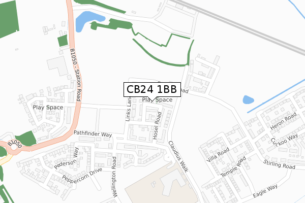 CB24 1BB map - large scale - OS Open Zoomstack (Ordnance Survey)