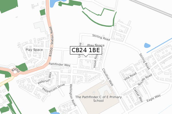 CB24 1BE map - large scale - OS Open Zoomstack (Ordnance Survey)