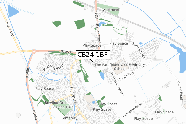 CB24 1BF map - small scale - OS Open Zoomstack (Ordnance Survey)