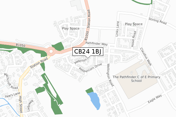 CB24 1BJ map - large scale - OS Open Zoomstack (Ordnance Survey)