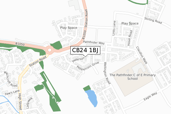 CB24 1BJ map - large scale - OS Open Zoomstack (Ordnance Survey) CB24 1BJ map - large scale - OS Open Zoomstack (Ordnance Survey)