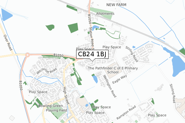 CB24 1BJ map - small scale - OS Open Zoomstack (Ordnance Survey)