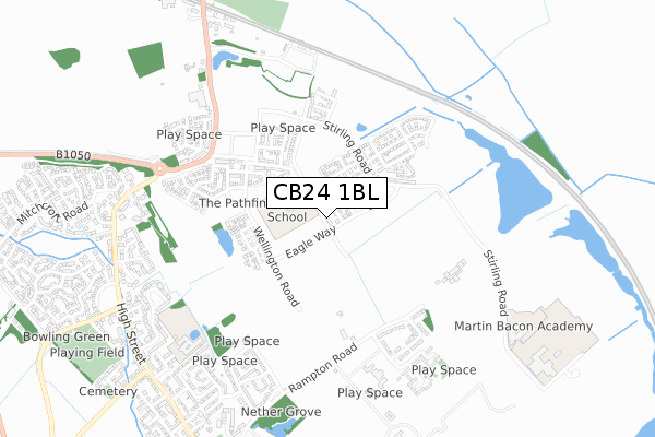 CB24 1BL map - small scale - OS Open Zoomstack (Ordnance Survey) CB24 1BL map - small scale - OS Open Zoomstack (Ordnance Survey)