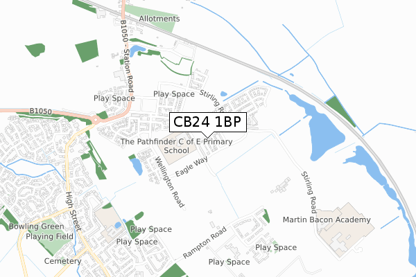 CB24 1BP map - small scale - OS Open Zoomstack (Ordnance Survey)