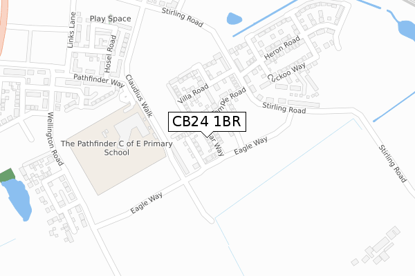 CB24 1BR map - large scale - OS Open Zoomstack (Ordnance Survey)