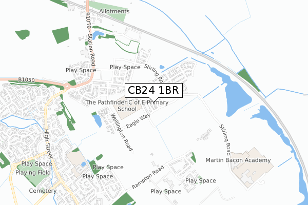 CB24 1BR map - small scale - OS Open Zoomstack (Ordnance Survey)