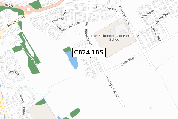 CB24 1BS map - large scale - OS Open Zoomstack (Ordnance Survey)