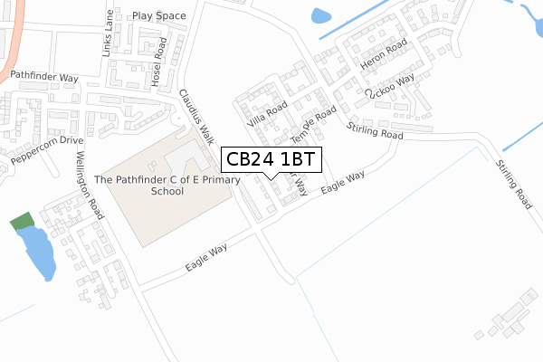 CB24 1BT map - large scale - OS Open Zoomstack (Ordnance Survey)