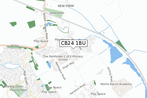 CB24 1BU map - small scale - OS Open Zoomstack (Ordnance Survey) CB24 1BU map - small scale - OS Open Zoomstack (Ordnance Survey)