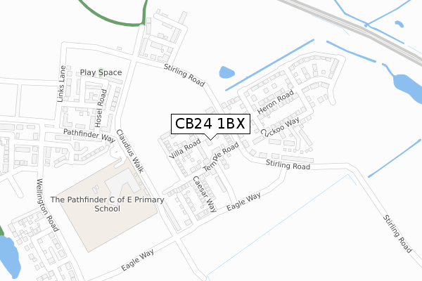 CB24 1BX map - large scale - OS Open Zoomstack (Ordnance Survey)
