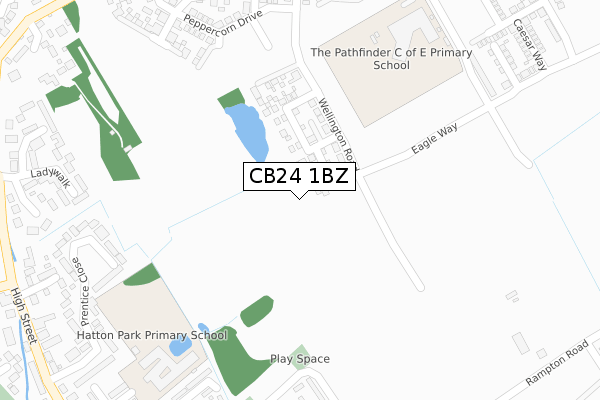 CB24 1BZ map - large scale - OS Open Zoomstack (Ordnance Survey)