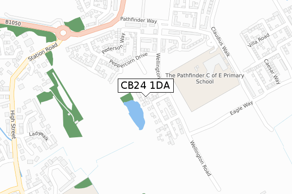 CB24 1DA map - large scale - OS Open Zoomstack (Ordnance Survey)