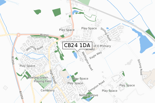 CB24 1DA map - small scale - OS Open Zoomstack (Ordnance Survey)