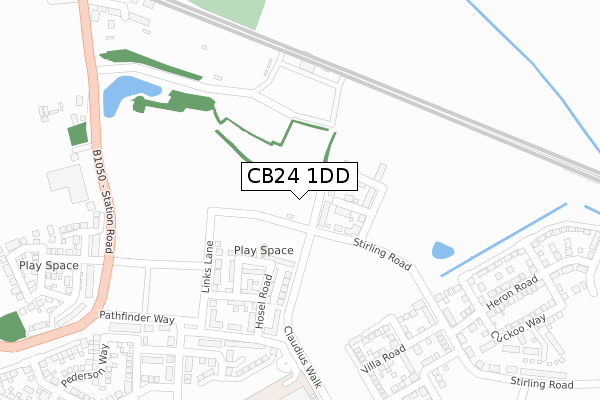 CB24 1DD map - large scale - OS Open Zoomstack (Ordnance Survey)