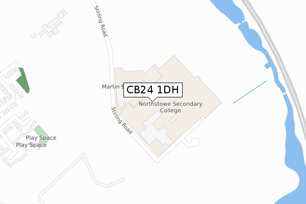 CB24 1DH map - large scale - OS Open Zoomstack (Ordnance Survey)