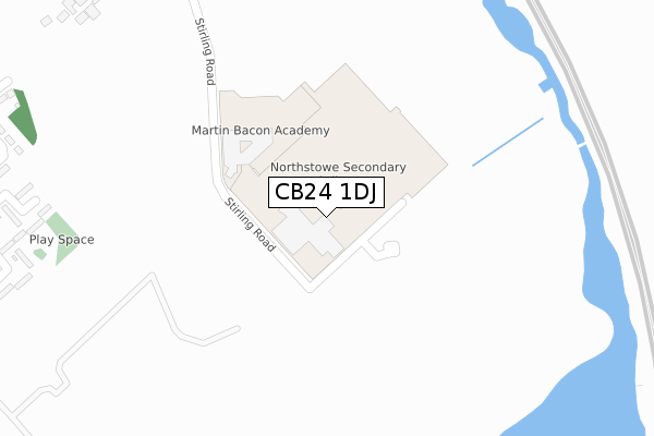 CB24 1DJ map - large scale - OS Open Zoomstack (Ordnance Survey)