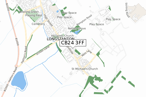 CB24 3FF map - small scale - OS Open Zoomstack (Ordnance Survey)
