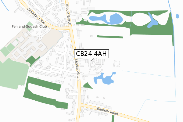 CB24 4AH map - large scale - OS Open Zoomstack (Ordnance Survey)