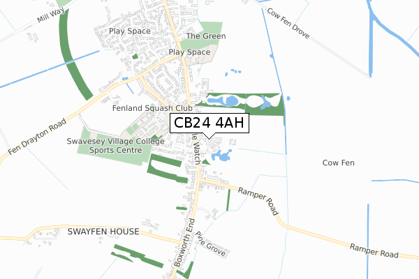 CB24 4AH map - small scale - OS Open Zoomstack (Ordnance Survey)