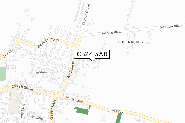 CB24 5AR map - large scale - OS Open Zoomstack (Ordnance Survey)