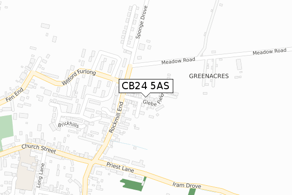 CB24 5AS map - large scale - OS Open Zoomstack (Ordnance Survey)