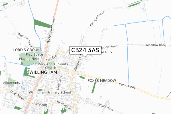 CB24 5AS map - small scale - OS Open Zoomstack (Ordnance Survey)